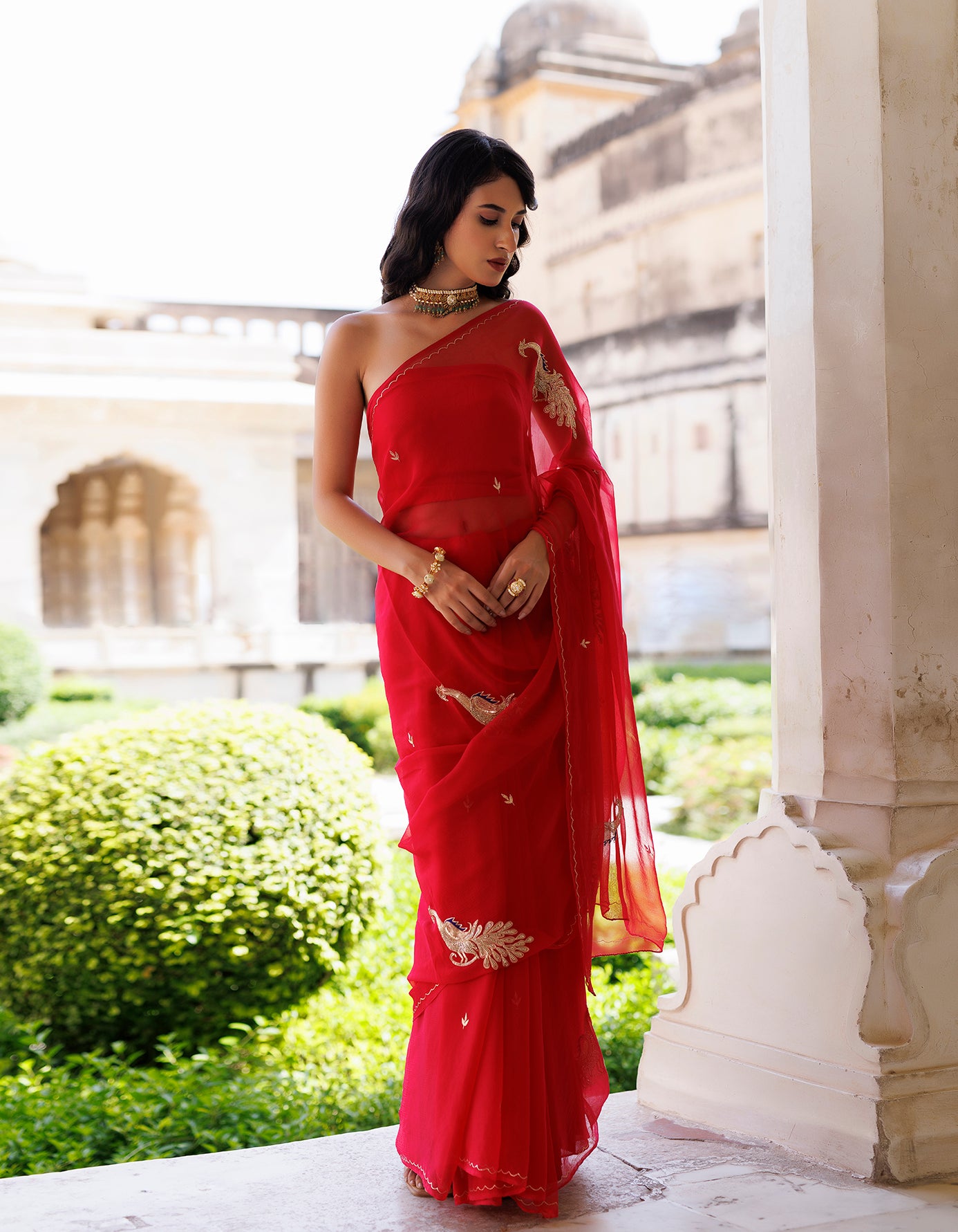 Tripti Dimri In Fuchsia Pink Hand Embroidered Aari-Tube Chiffon Saree