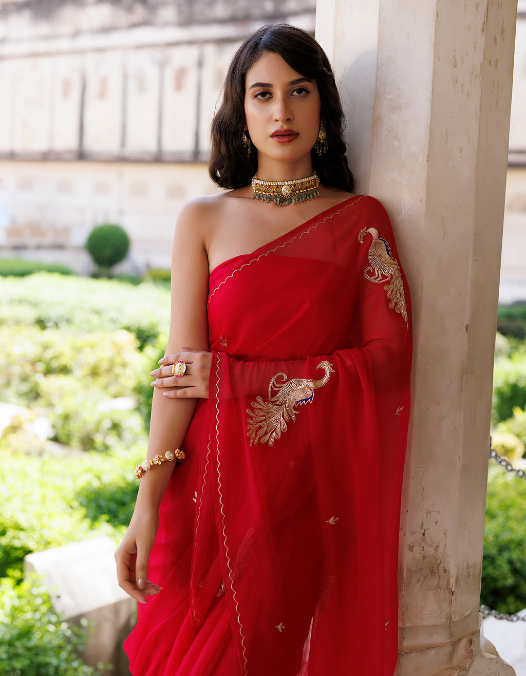Tripti Dimri In Fuchsia Pink Hand Embroidered Aari-Tube Chiffon Saree