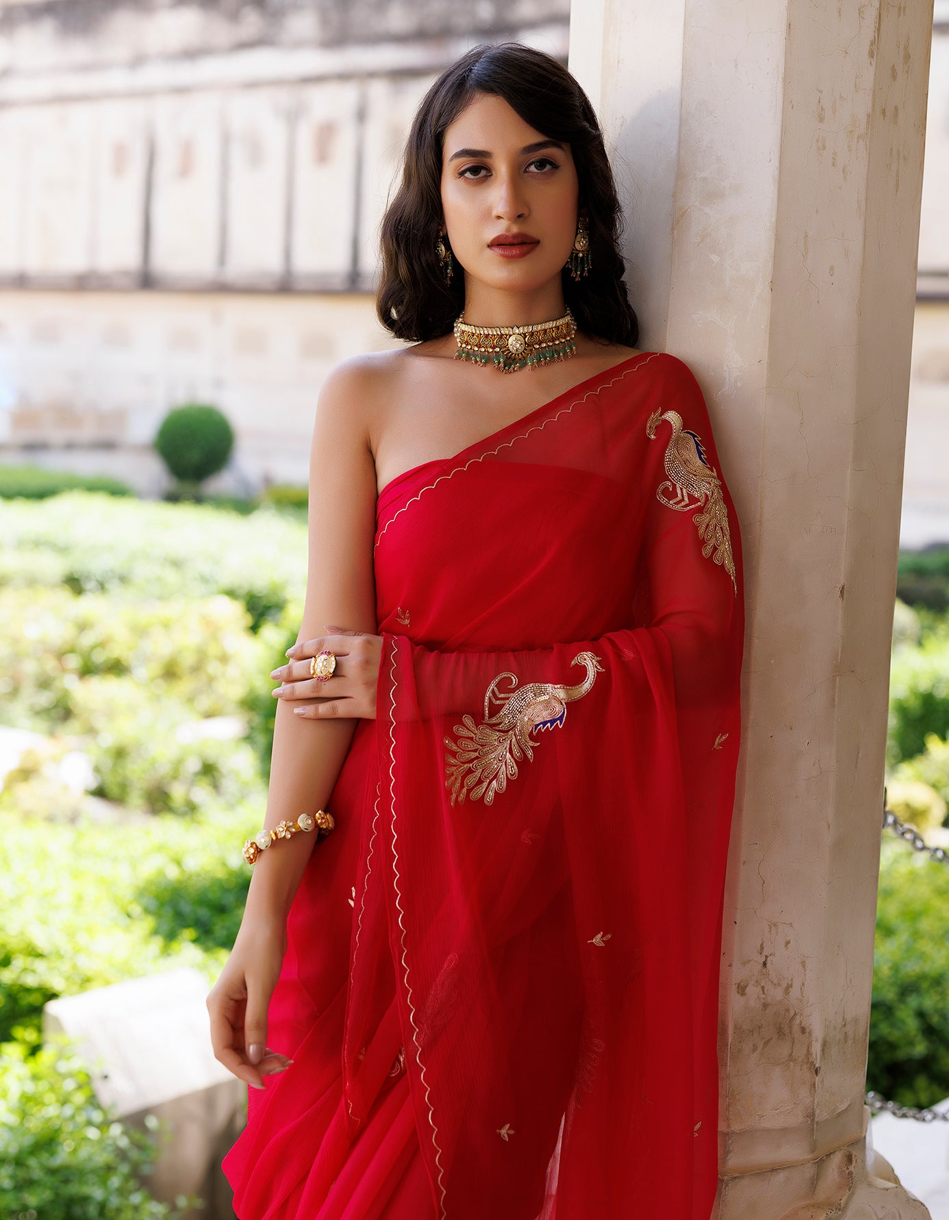 Tripti Dimri In Fuchsia Pink Hand Embroidered Aari-Tube Chiffon Saree