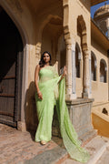 Green Handcrafted Gota Jaal Work Chiffon  Saree
