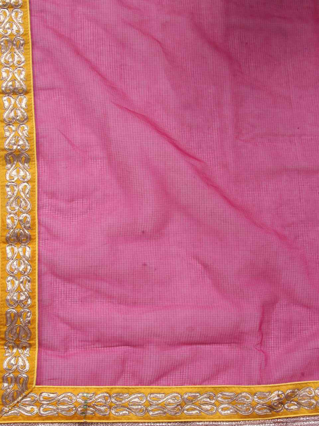 Magenta Zari Border Kota Doria Silk Saree