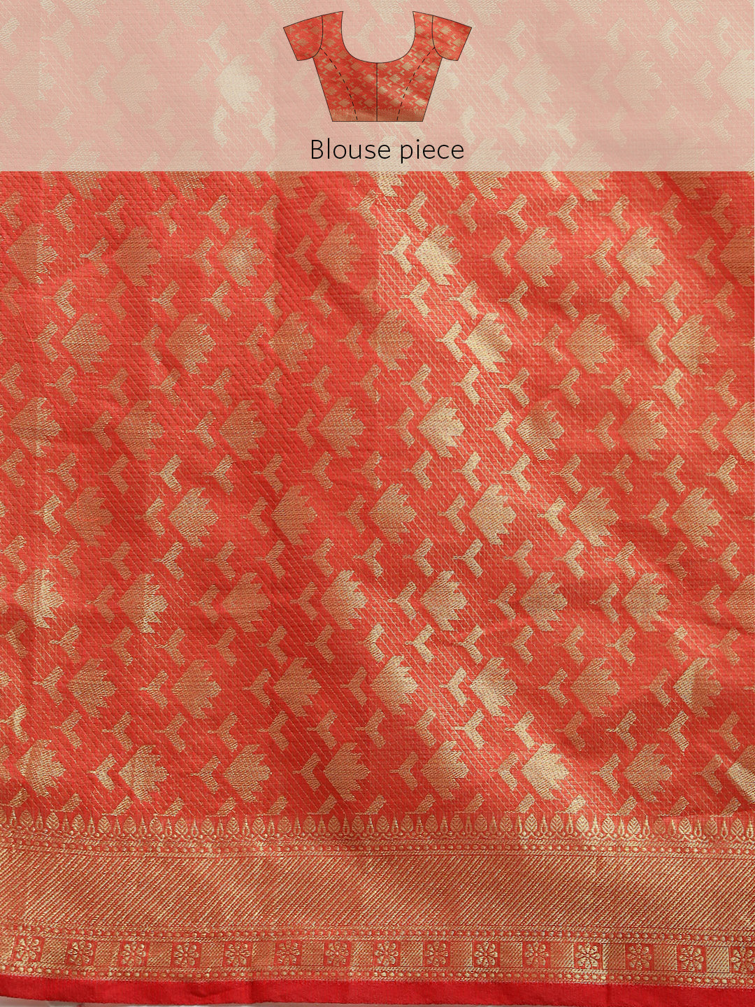 Red Kota Doria Silk Saree With Floral Printed Zari Work