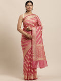 Pink Hand Woven Zari Work Art Kota Silk Saree