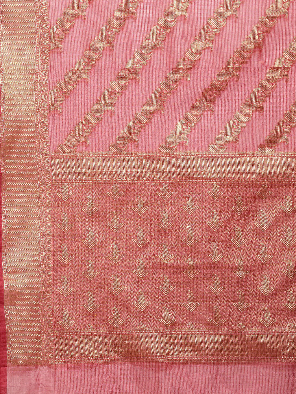 Pink Hand Woven Zari Work Art Kota Silk Saree