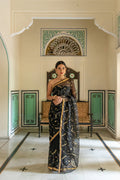 Black Hand Embroidered Gota Patti Pure Kota Silk Saree