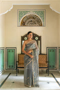 Grey Hand Embroidered Gota Patti Pure Kota Silk Saree