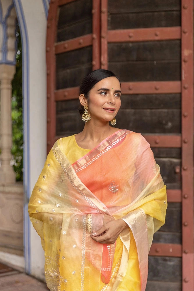 Multi-Color Handcrafted Pure Kota Silk Saree
