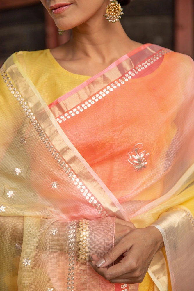 Multi-Color Handcrafted Pure Kota Silk Saree
