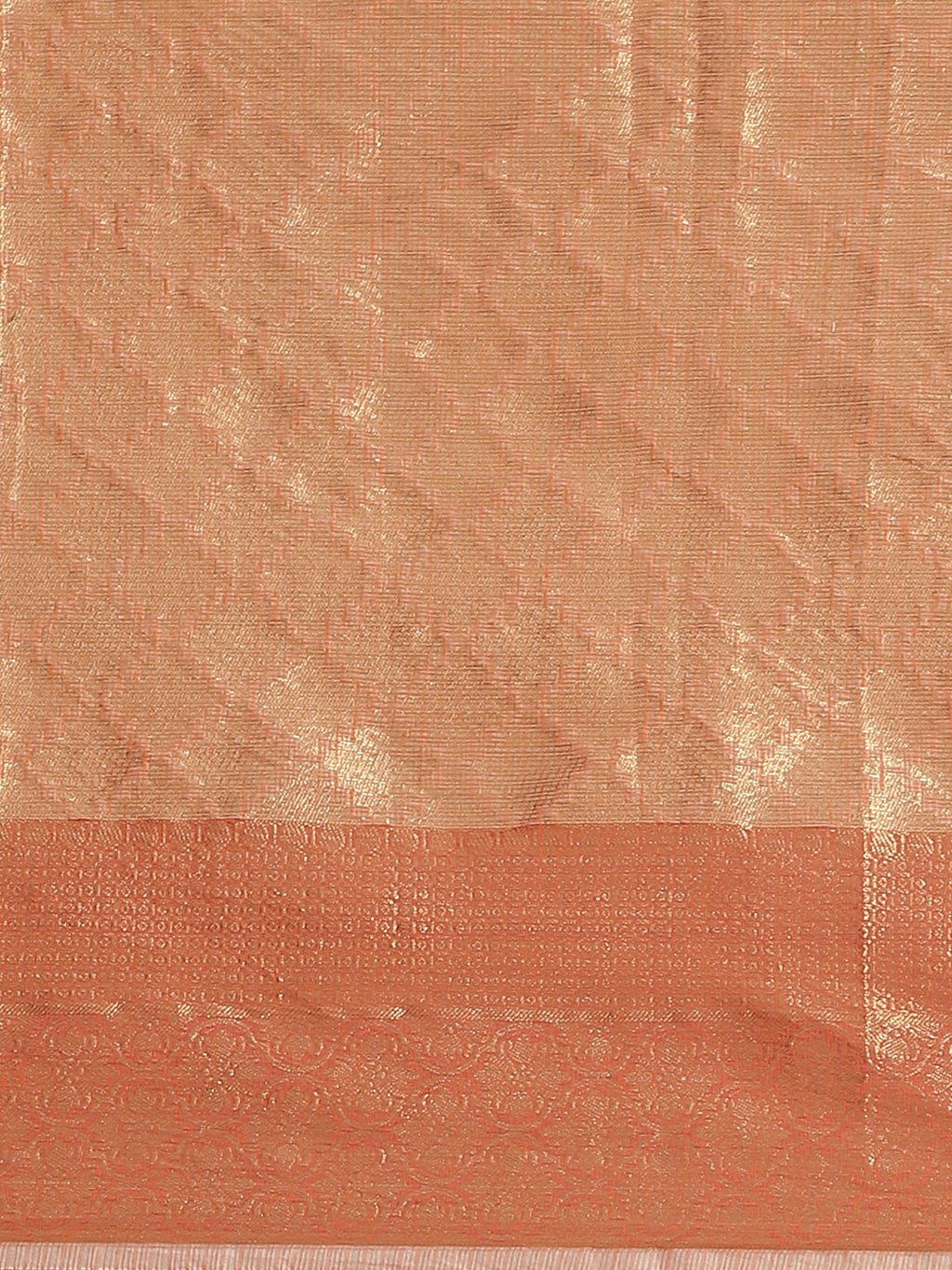 Peach Handwoven Zari Work Kota Doria Silk Saree