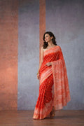 Orange Bandhani Printed Art Silk Saree