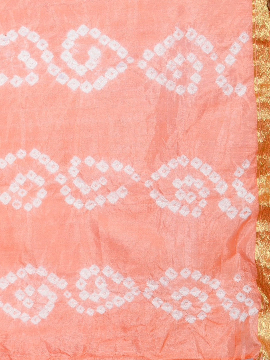 Orange Bandhani Printed Art Silk Saree