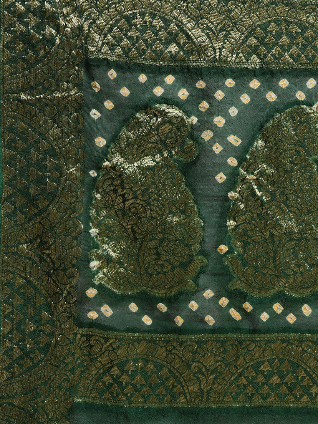 Green Hand Dyed Bandhani Silk Saree