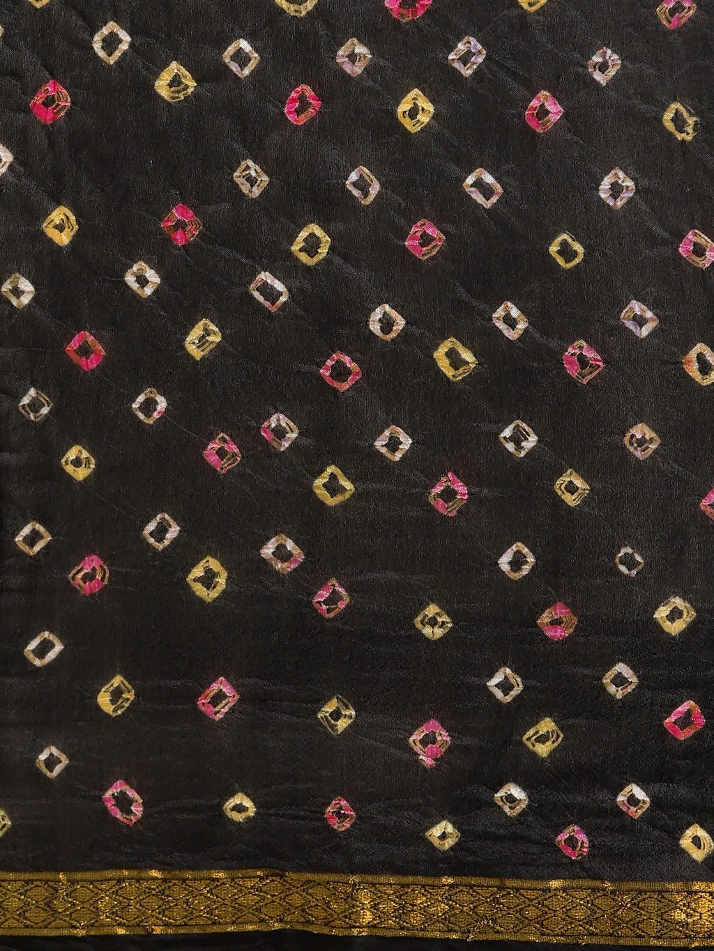 Black Bandhani Printed Art Silk Saree