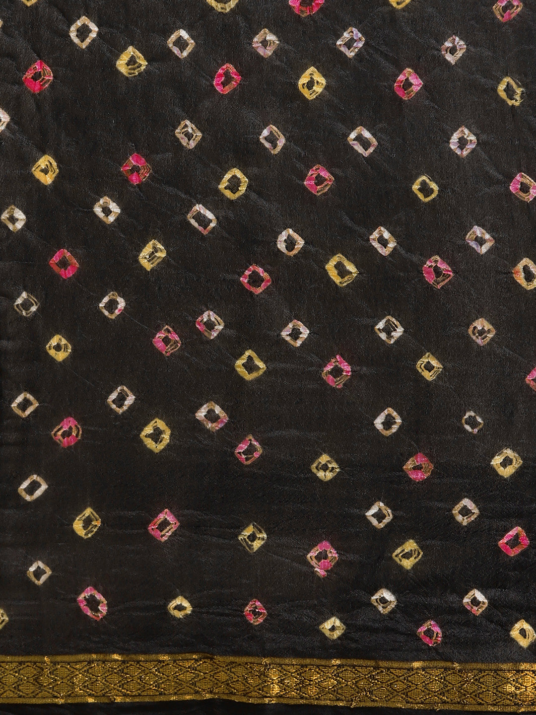 Black Bandhani Printed Art Silk Saree