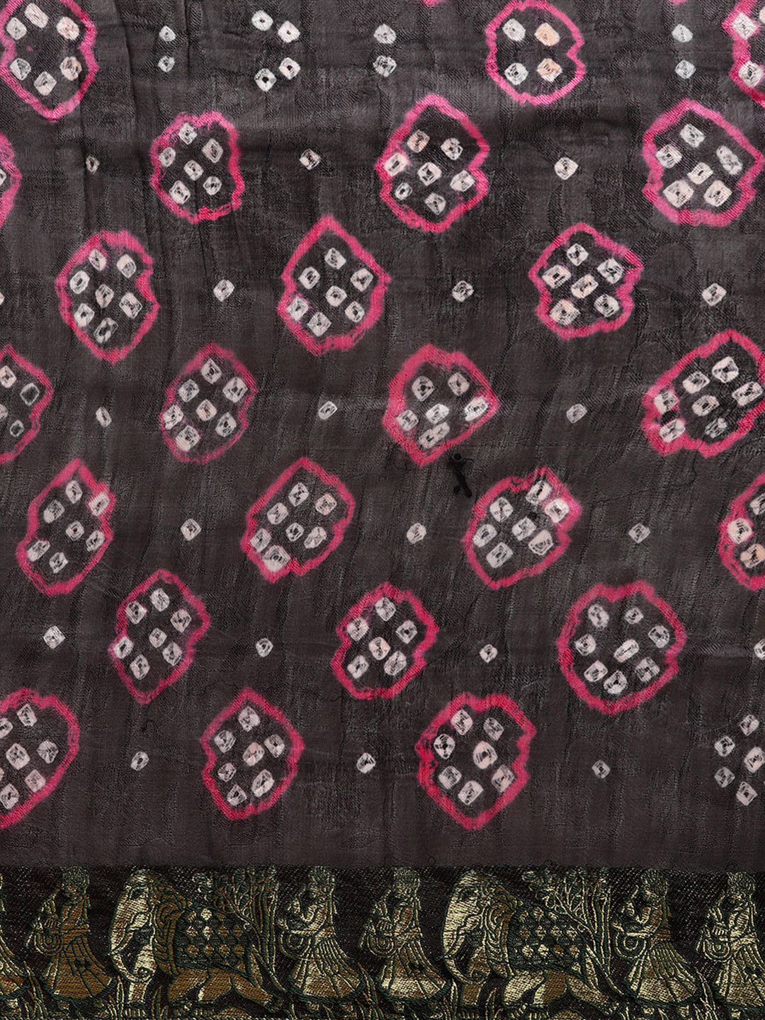Black & Pink Hand Dyed Bandhani Silk Sustainable Saree