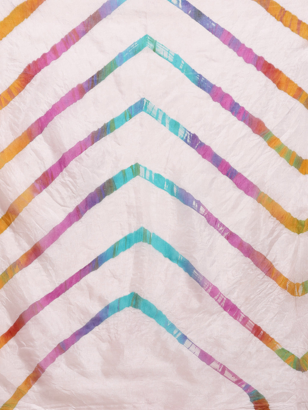 White Bandhani With Leheriya Art Silk Saree