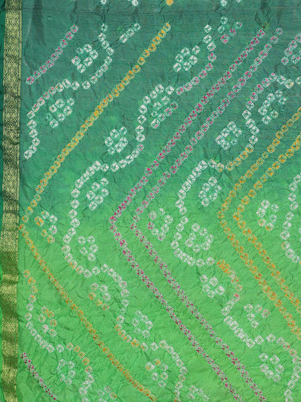 Green Bandhani Printed Art Silk Saree