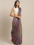 Grey Printed Bandhani Zari Work Art Silk Saree