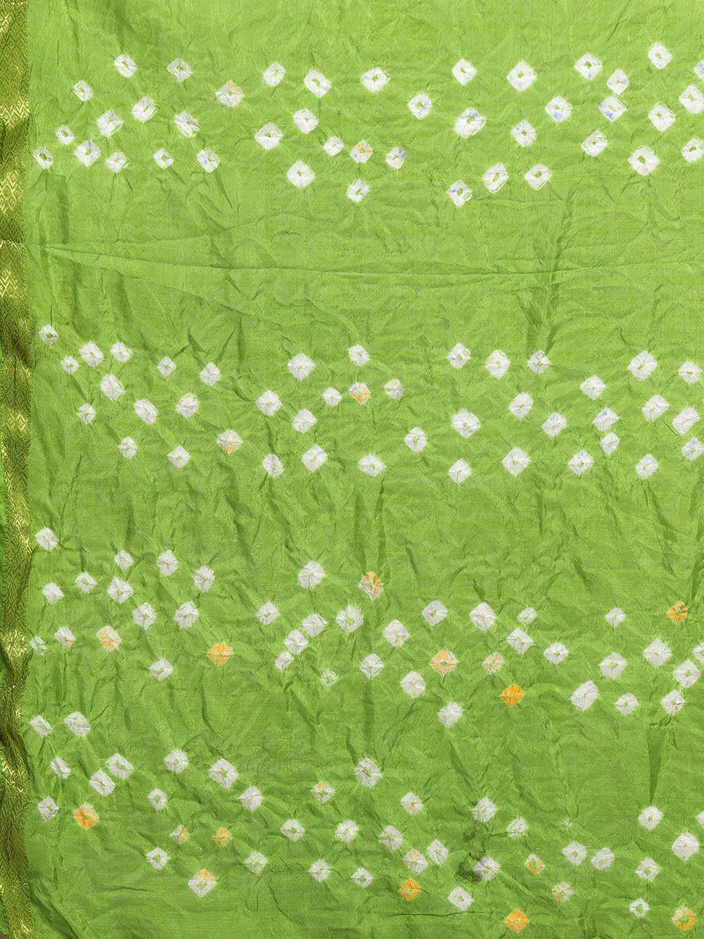 Purple & Green Printed Bandhani Zari Work Art Silk Saree
