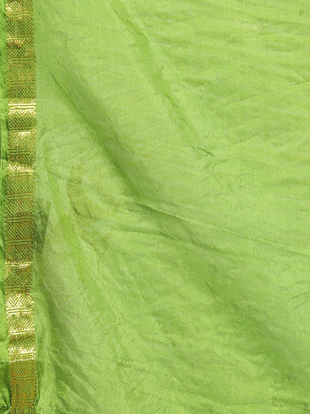 Purple & Green Printed Bandhani Zari Work Art Silk Saree