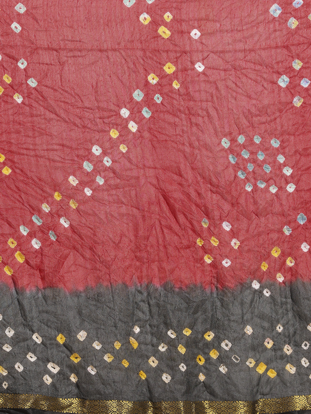 Red & Black Bandhani Art Silk Saree