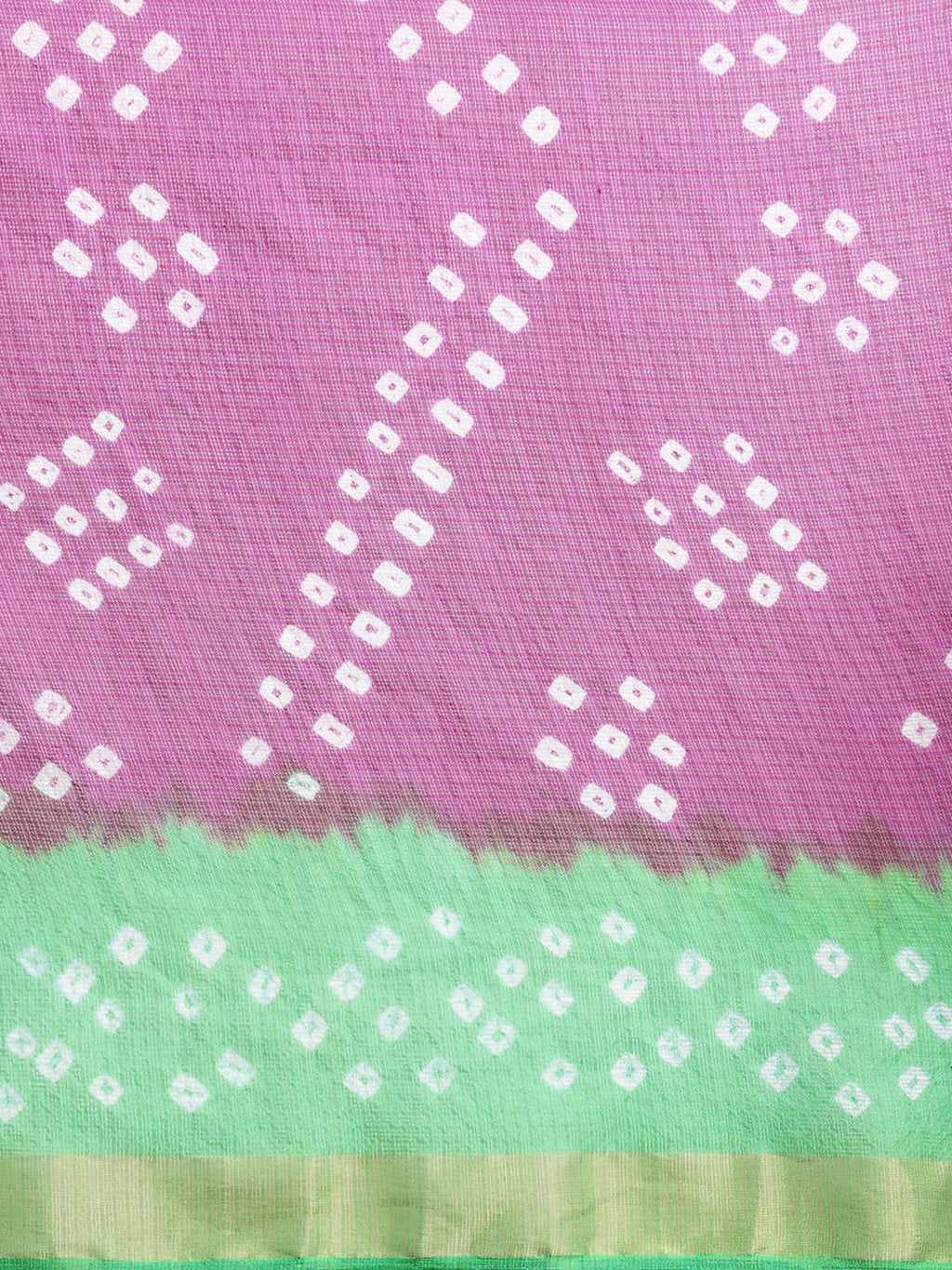 Pink & Green Printed Kota Doria Silk Saree