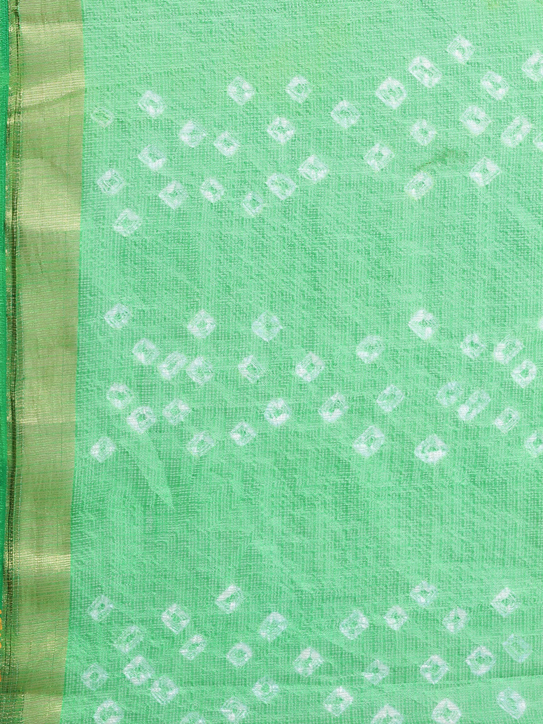 Pink & Green Printed Kota Doria Silk Saree