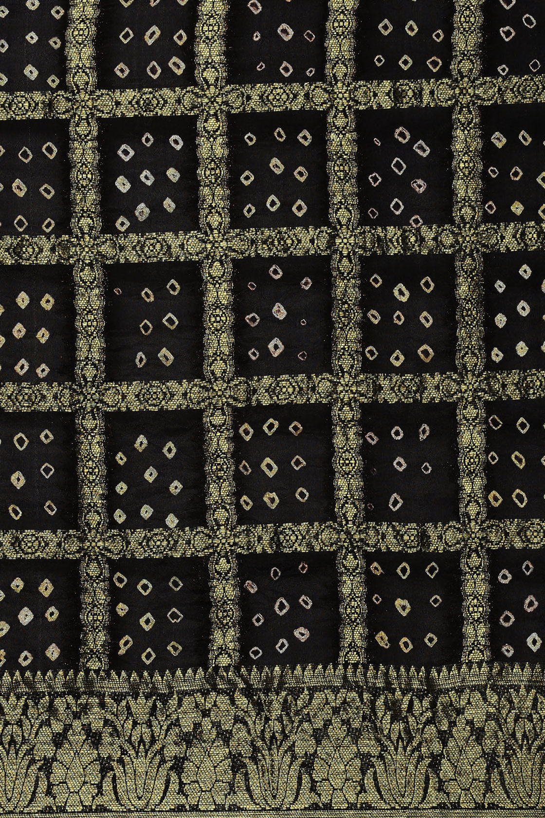 Black Handcrafted Gharchola & Bandhani Pure Georgette Saree