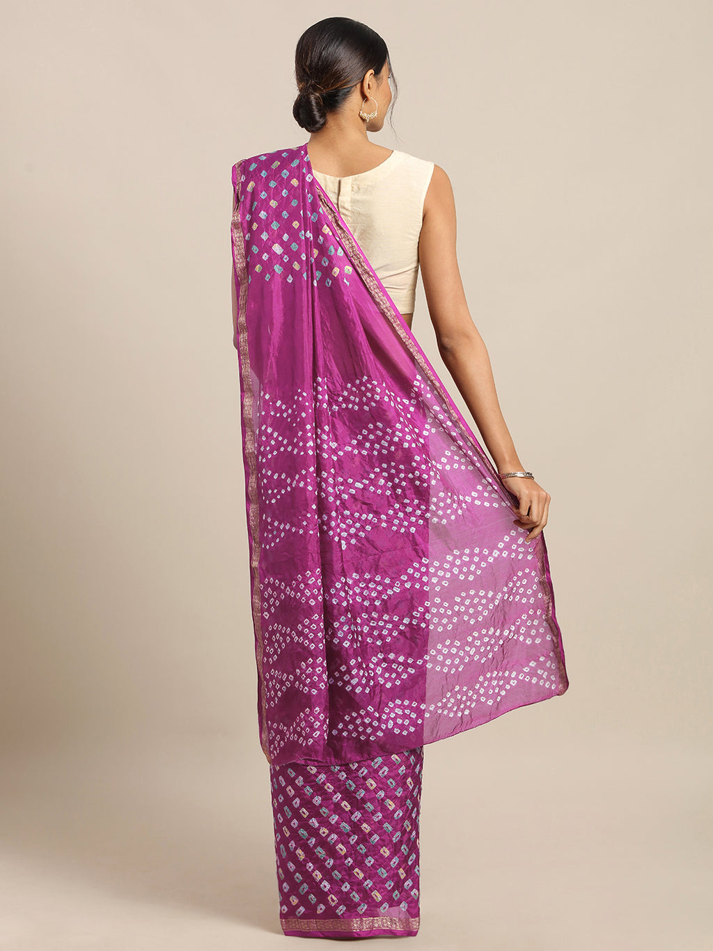 Purple Bandhani Art Silk Saree