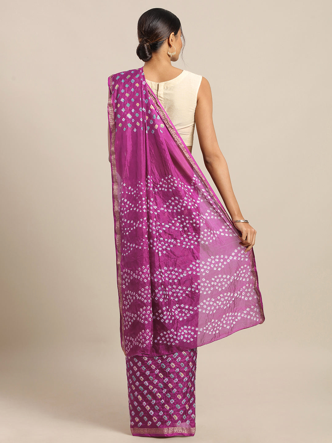Purple Bandhani Art Silk Saree