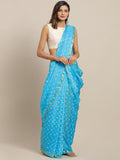 Blue Art Silk Hand Dyed Bandhani Saree