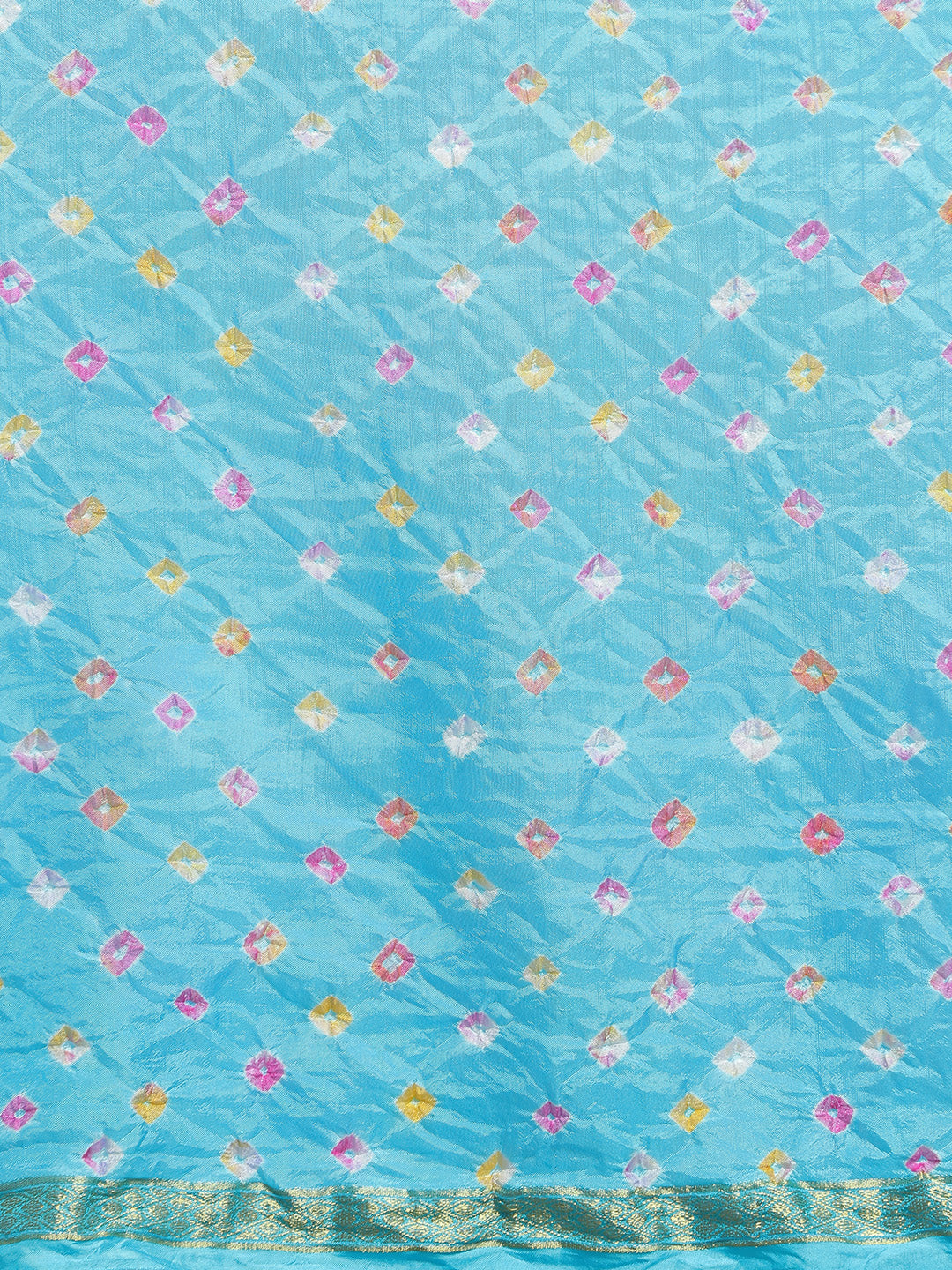 Blue Art Silk Hand Dyed Bandhani Saree