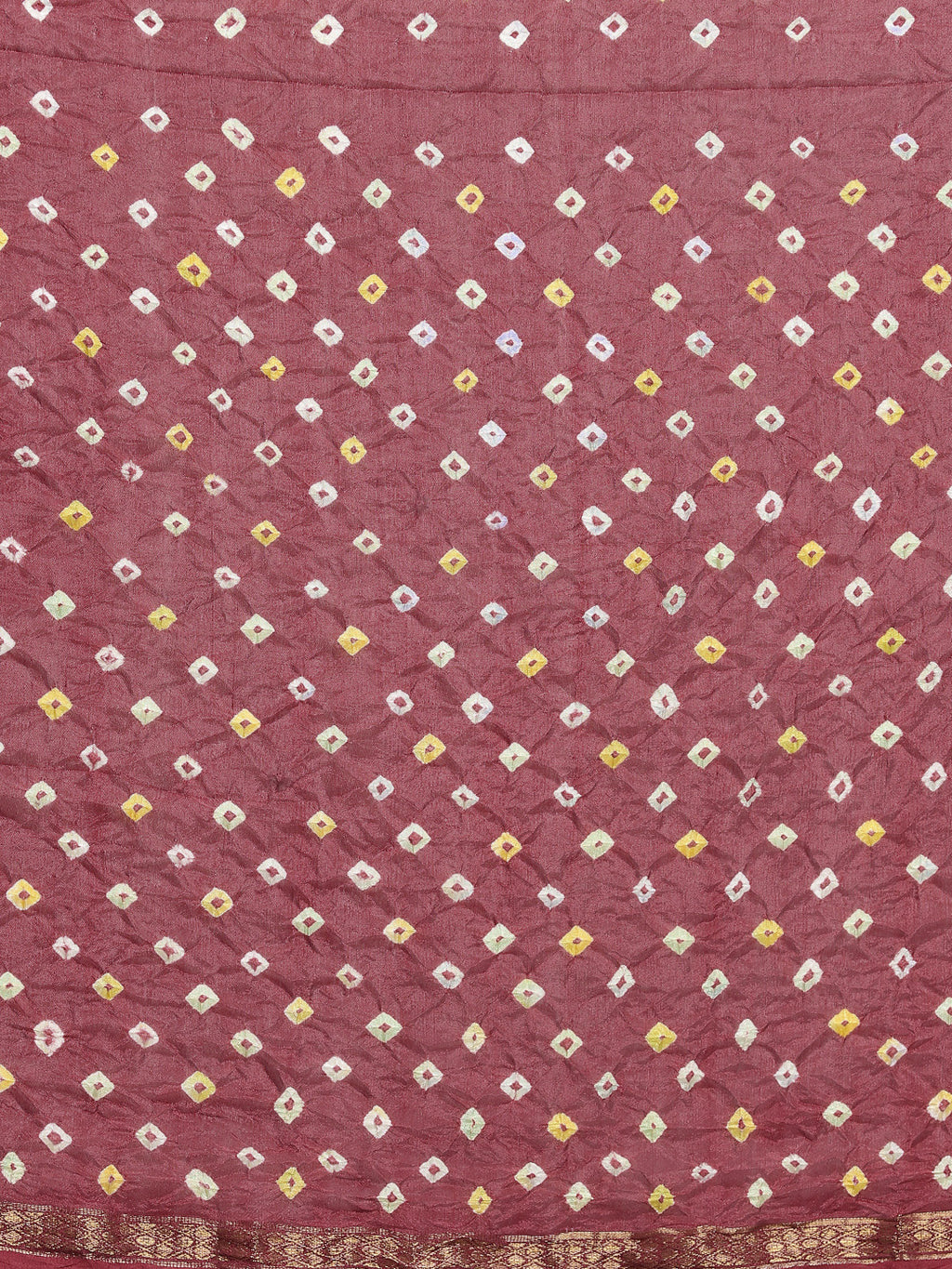 Maroon Bandhani Zari Work Art Silk Saree