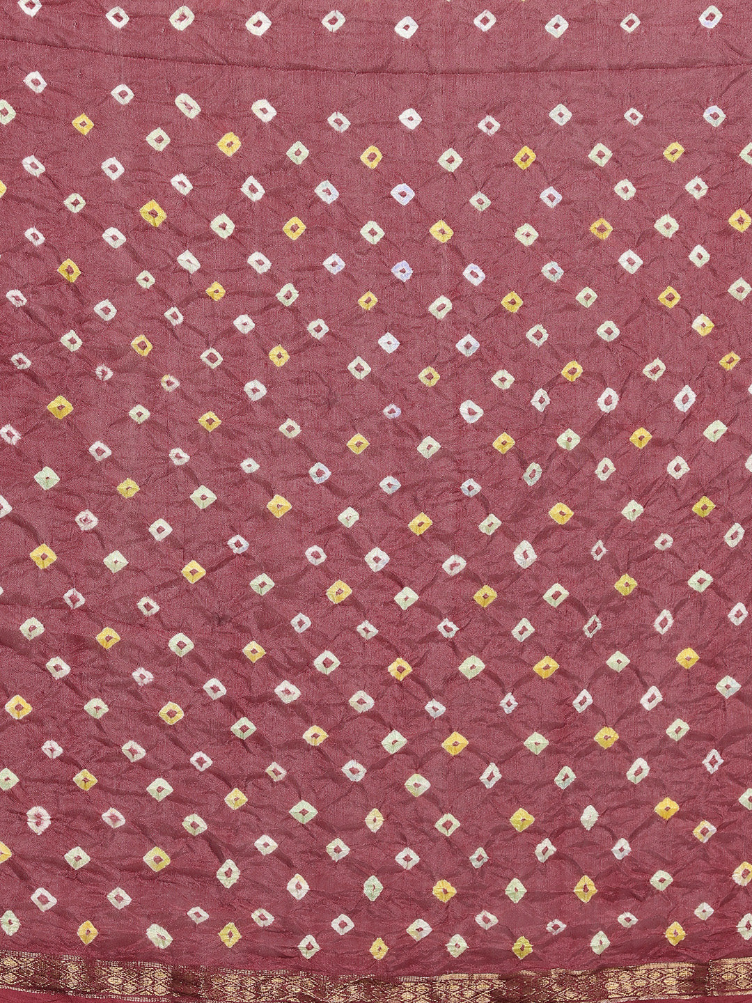Maroon Bandhani Zari Work Art Silk Saree