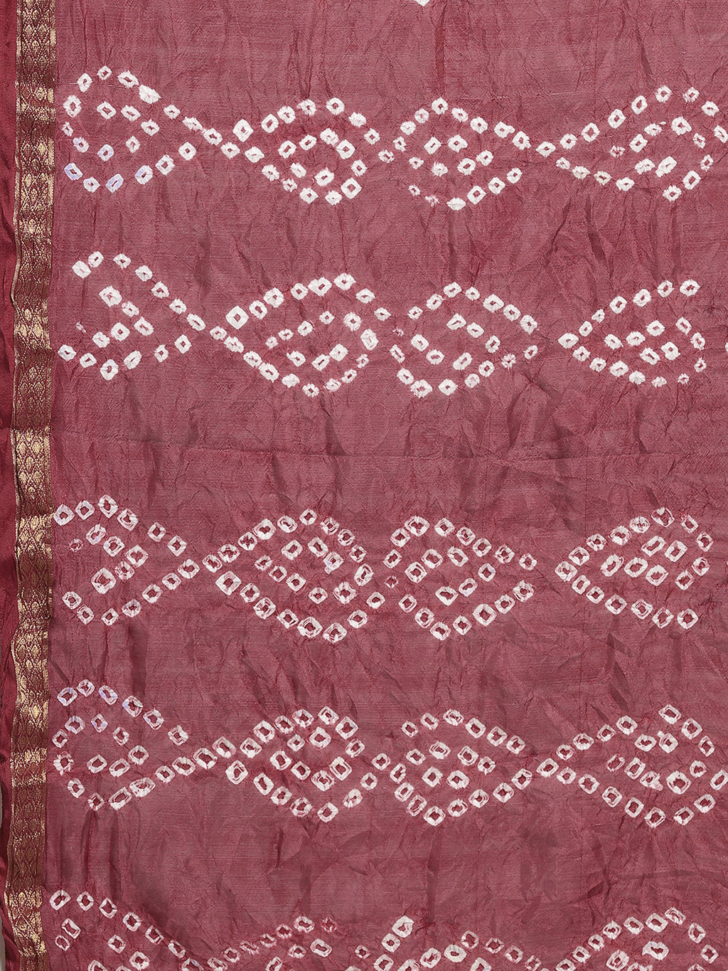 Maroon Bandhani Zari Work Art Silk Saree