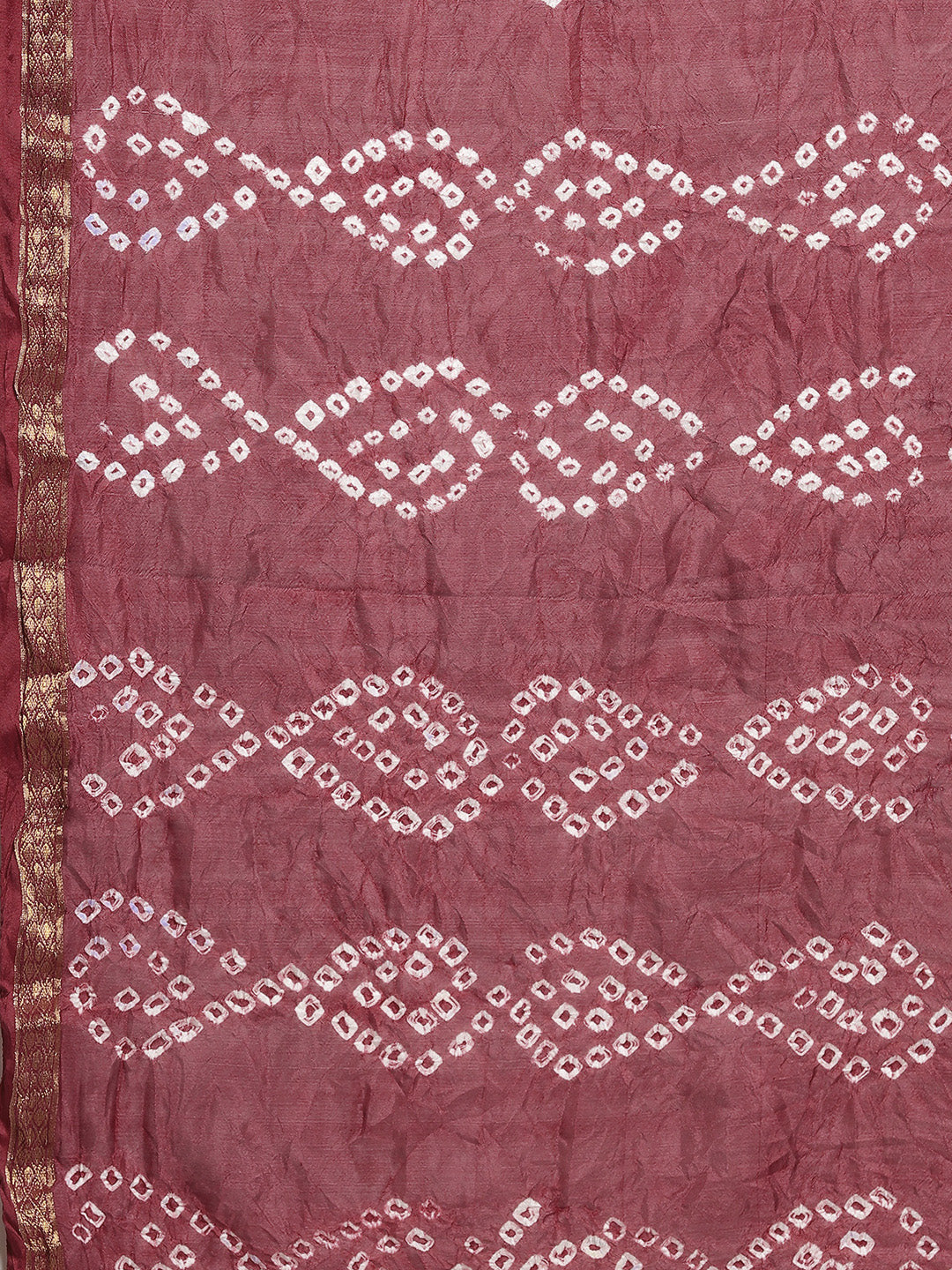 Maroon Bandhani Zari Work Art Silk Saree