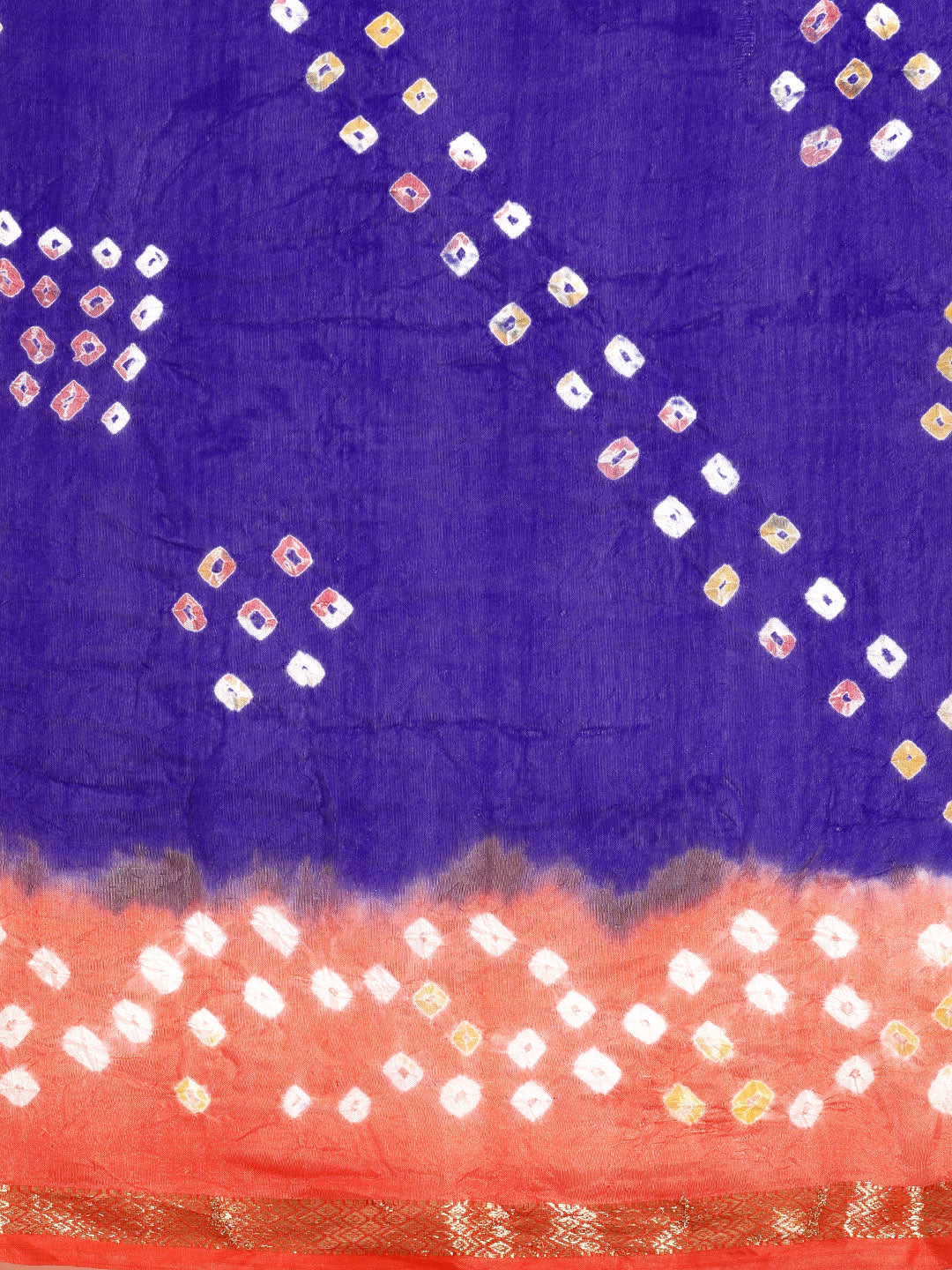 Blue & Orange Bandhani Printed Art Silk Saree
