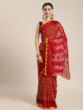 Red Tie And Dye Bandhani Art Silk Saree