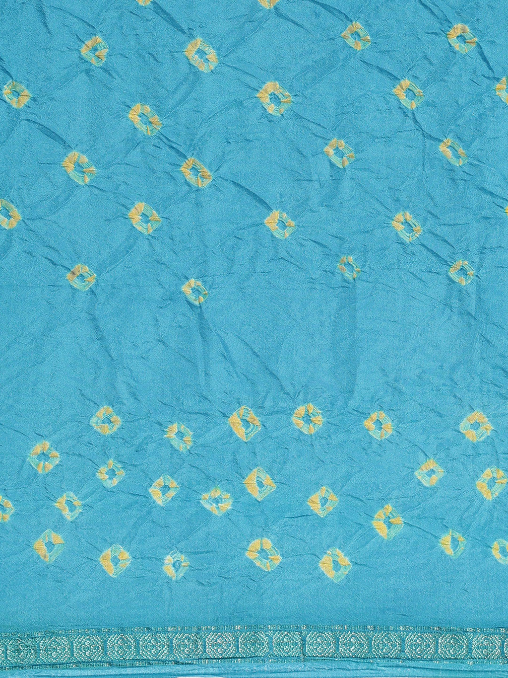 Blue Hand Dyed Yellow Bandhani Art Silk Saree
