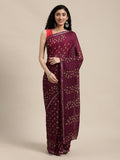 Maroon Hand Dyed Art Silk Saree