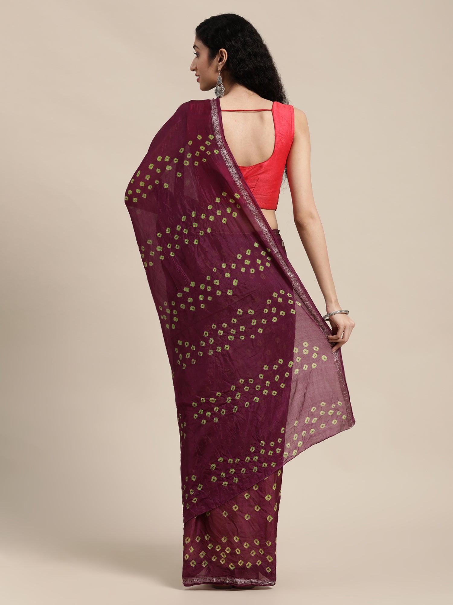 Maroon Hand Dyed Art Silk Saree