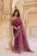 Pink Shaded Chiffon Saree with Gota Patti Jaal Work