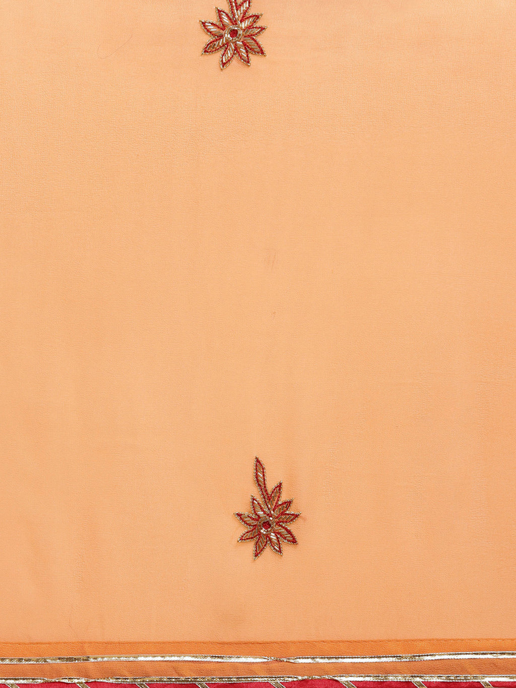 Orange Hand Embroidered Georgette Sustainable Saree