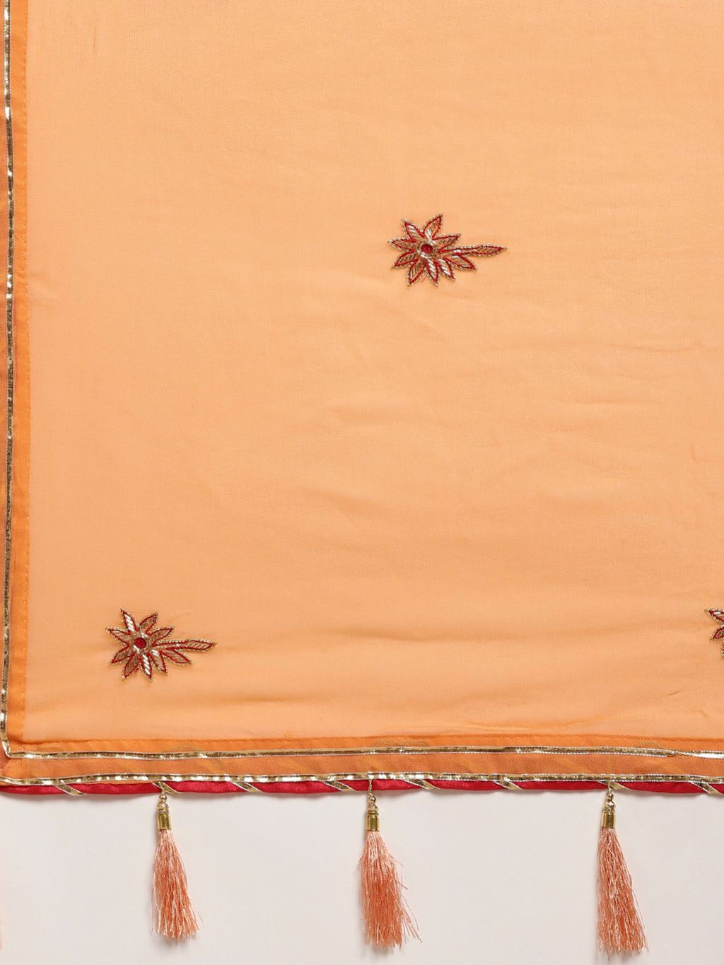 Orange Hand Embroidered Georgette Sustainable Saree