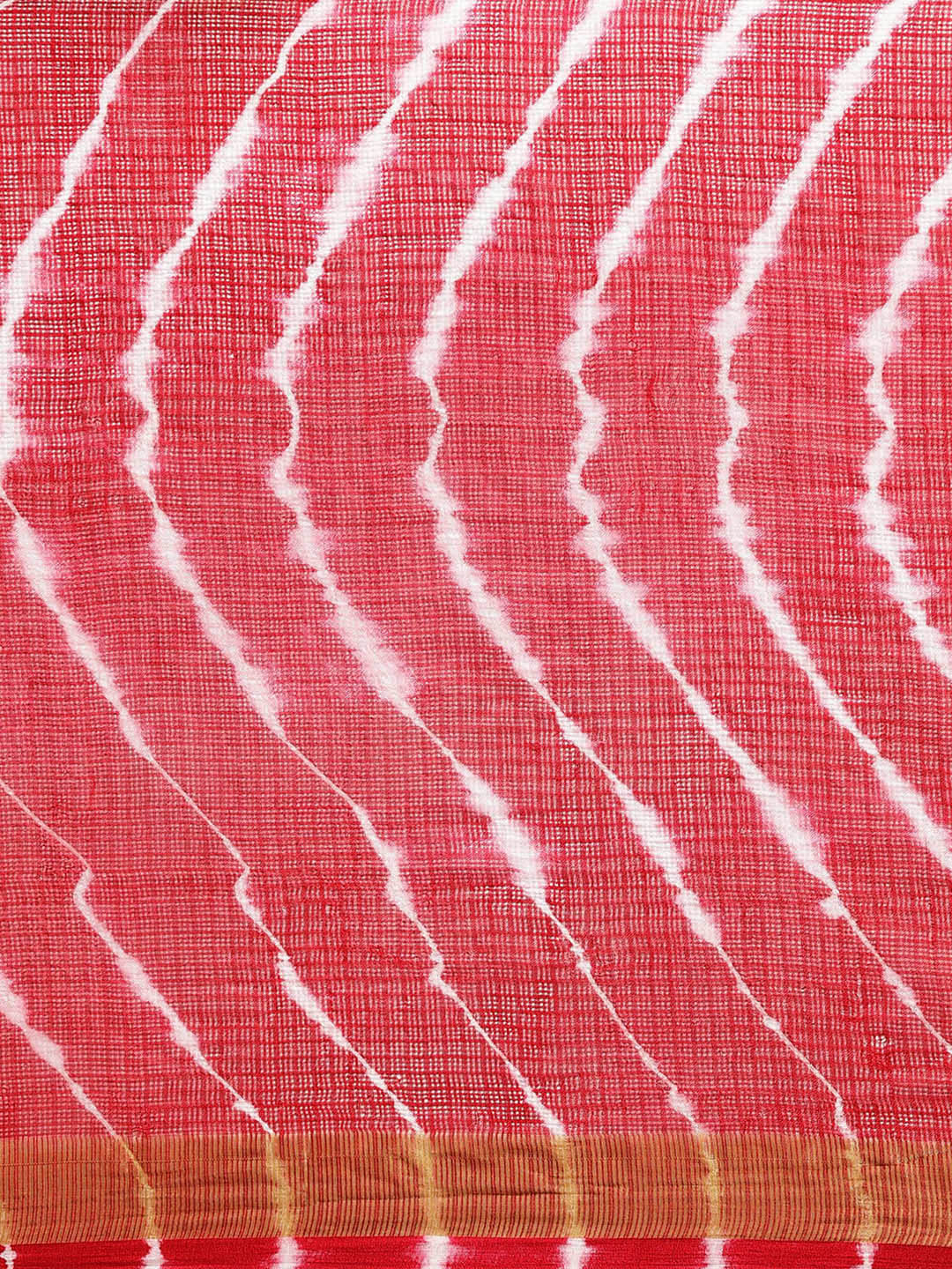 Red Shaded Hand Dyed Leheriya Printed Kota Doria Silk Saree
