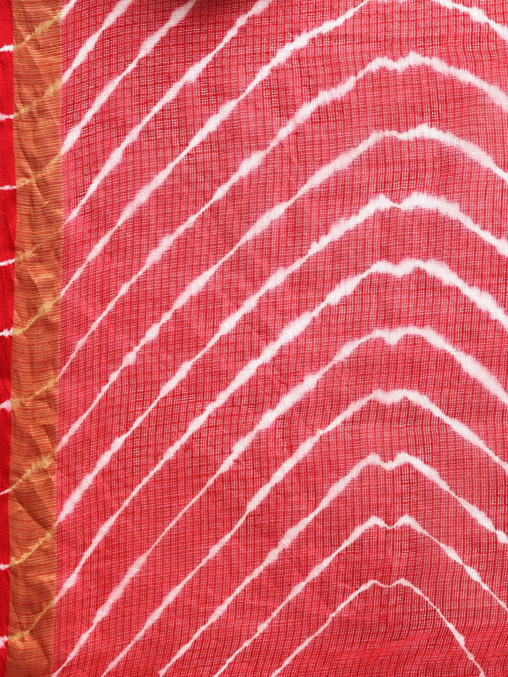 Red Shaded Hand Dyed Leheriya Printed Kota Doria Silk Saree