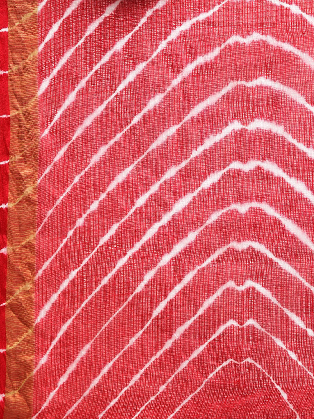 Red Shaded Hand Dyed Leheriya Printed Kota Doria Silk Saree