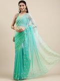 Green Shaded Gota Patti Work Lace Border Organza Saree