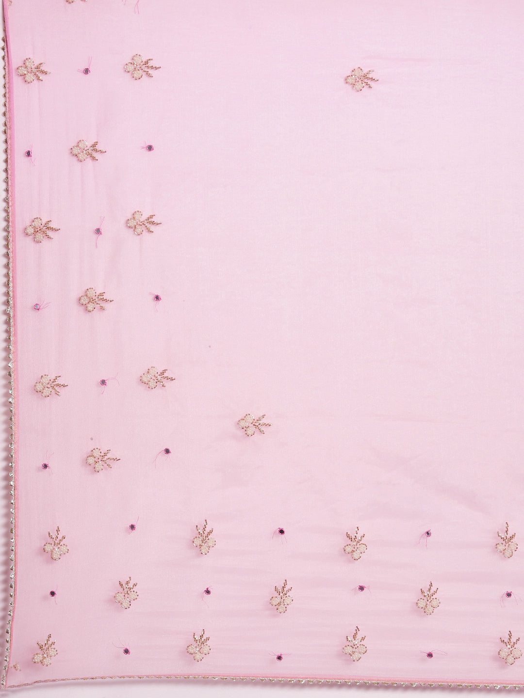 Pink And Off White Shaded Handcrafted Organza Saree