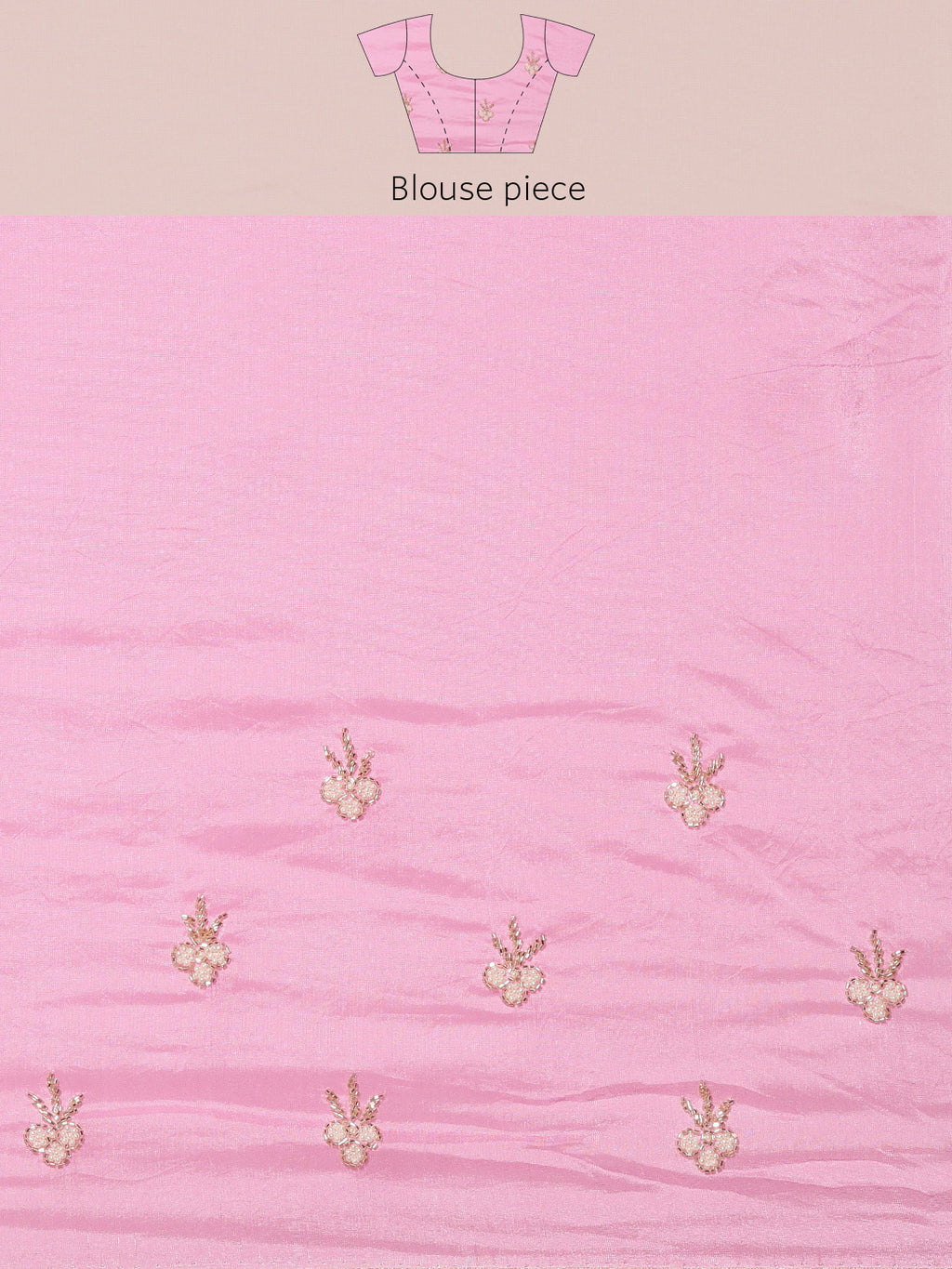 Pink And Off White Shaded Handcrafted Organza Saree